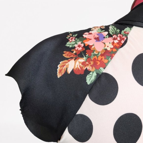 ZARA FLORAL PRINT POLAK DOT AND PATCHWORK DRESS - STUNNING - SIZE S - Picture 12 of 16